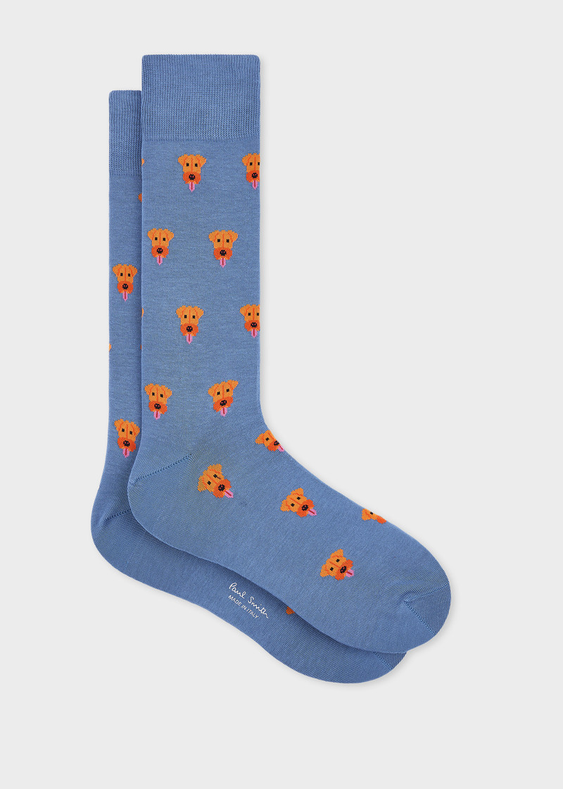 Blue Cotton-Blend Dog Socks 1
