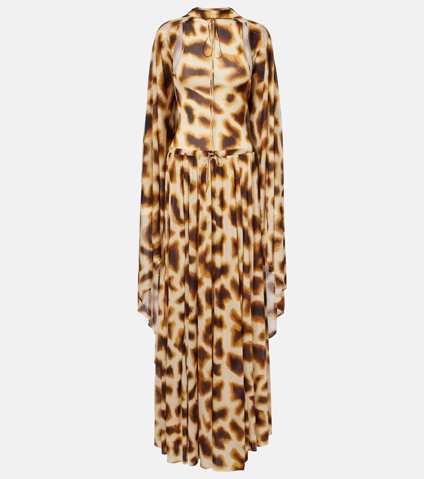 Printed draped caped gown - 1