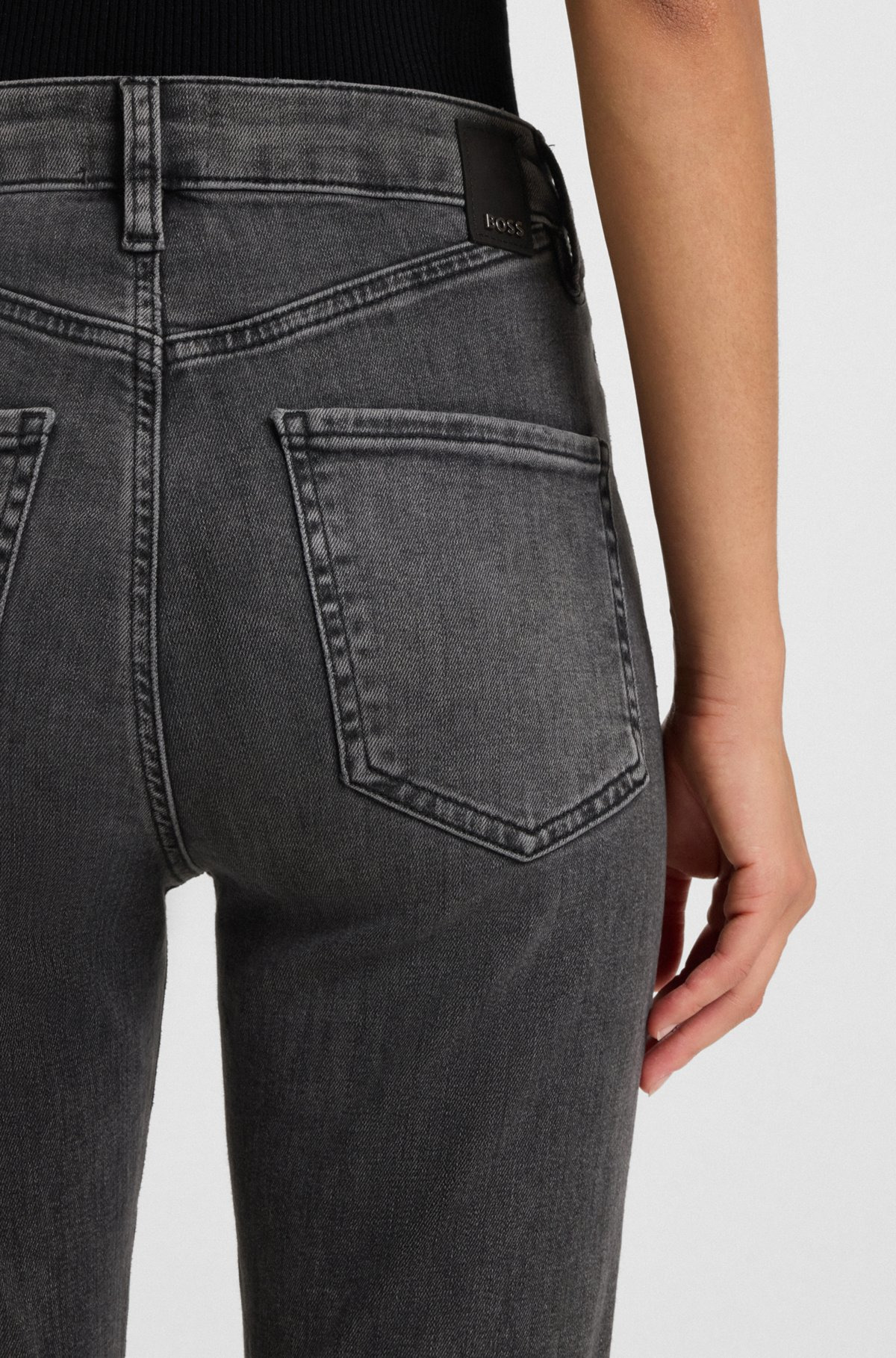 SLIM-FIT JEANS IN DARK-GRAY STRETCH DENIM - 5