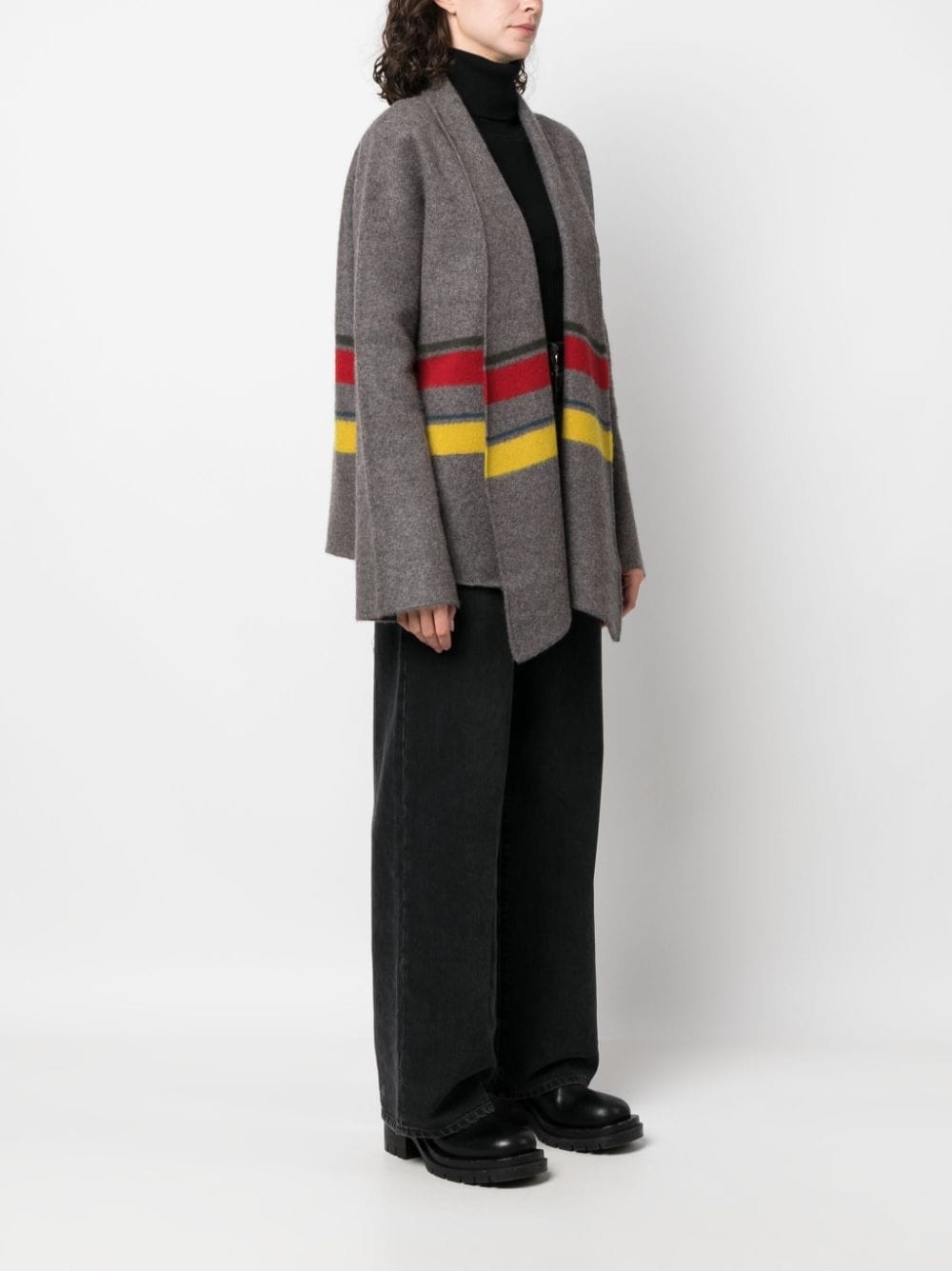 stripe-print cashmere cardigan - 3