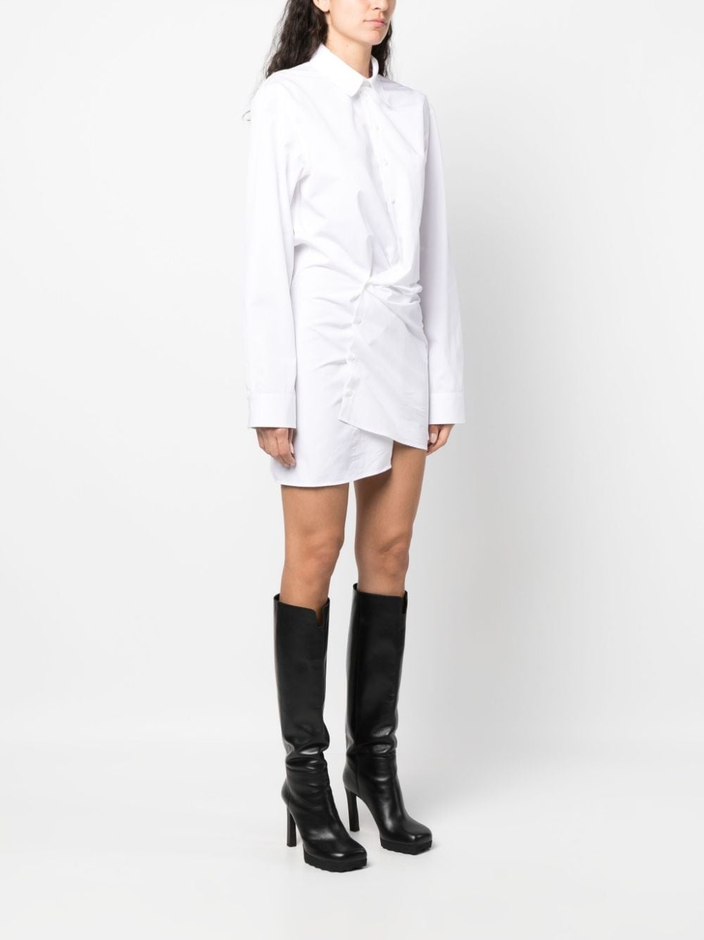 asymmetric cotton shirtdress - 3