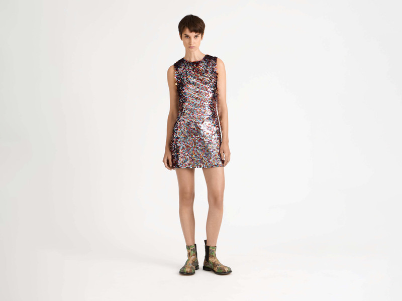 JW Anderson WOMENS EMBELLISHED MINI SHIFT DRESS IN MULTI outlook