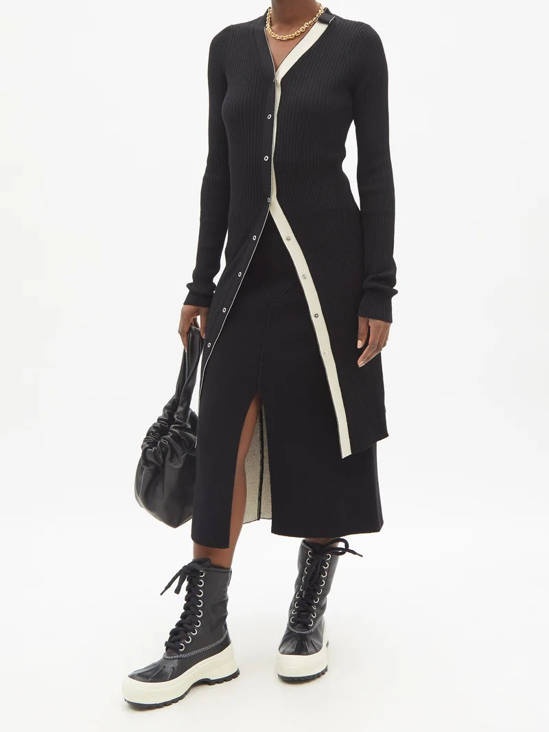 Moncler Front slit knit midi skirt outlook