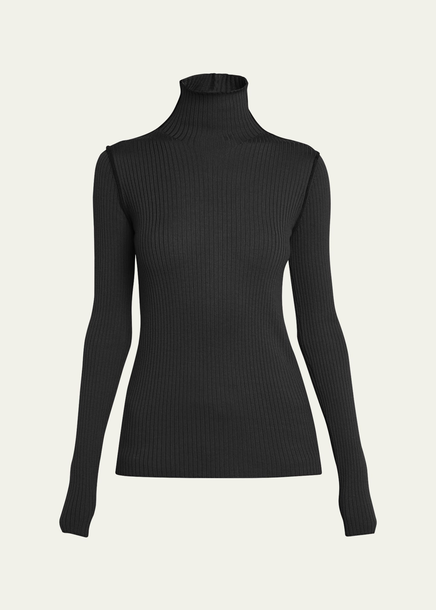 Extra Fine Wool Ribbed Turtleneck Sweater - 1