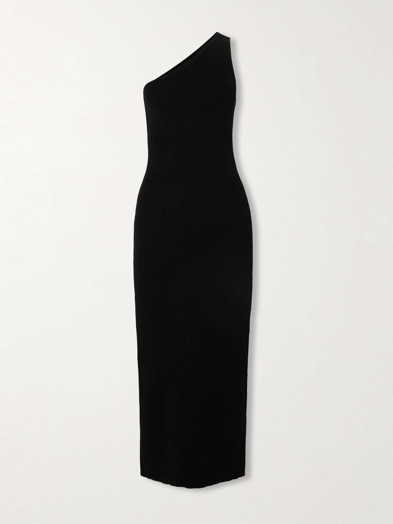 One-shoulder ribbed-knit maxi dress - 1