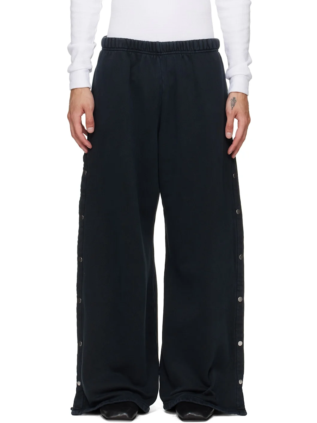 Black Heavyweight Party Snap Sweatpants - 1