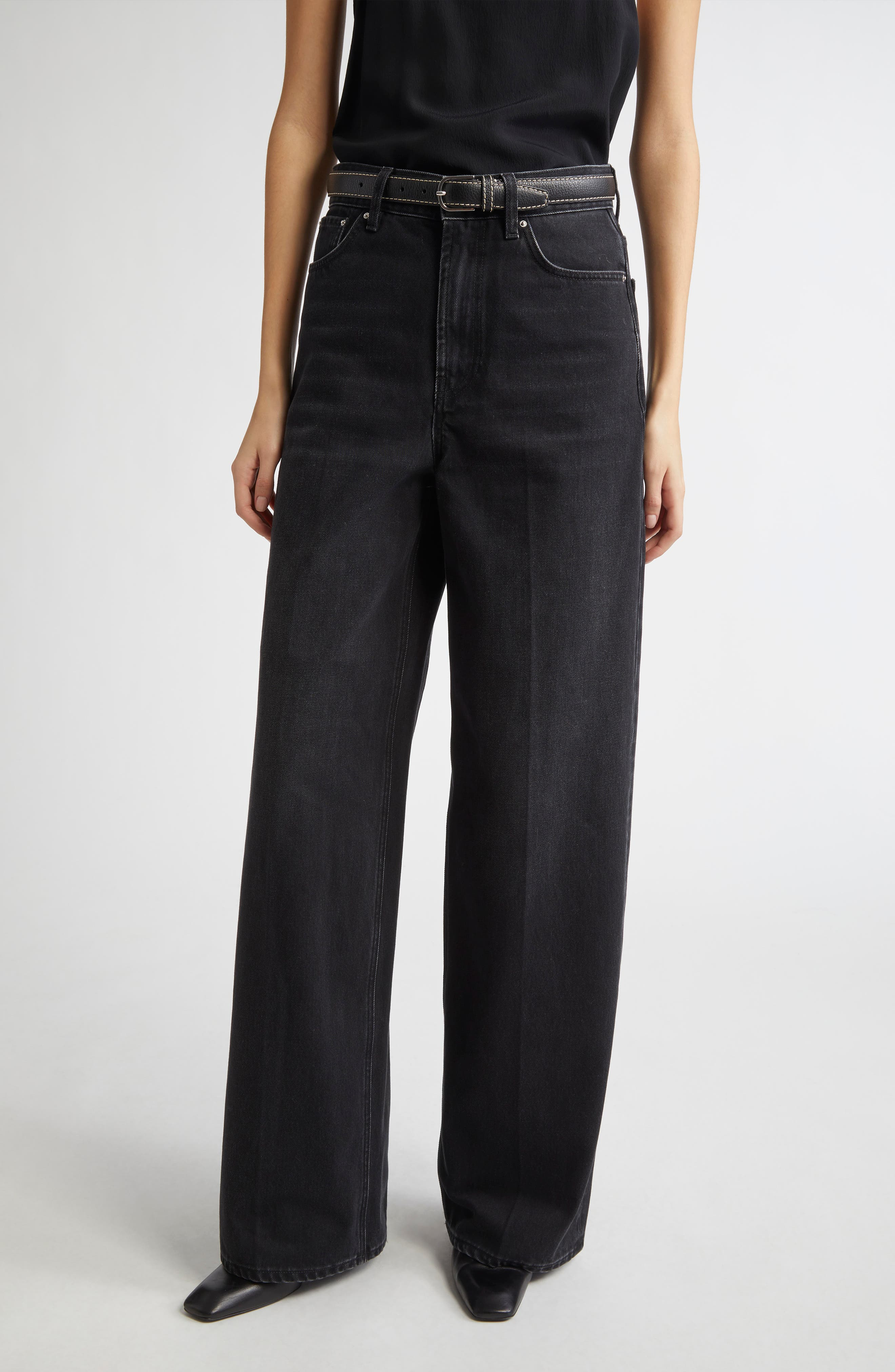 TOTEME High Waist Wide Leg Jeans in Faded Black at Nordstrom - 1