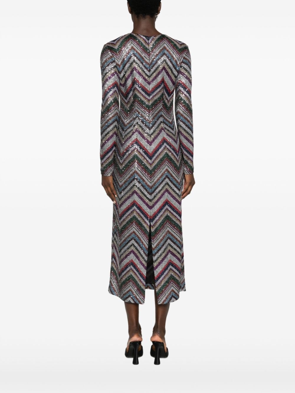 zigzag sequin-embellished midi dress - 4
