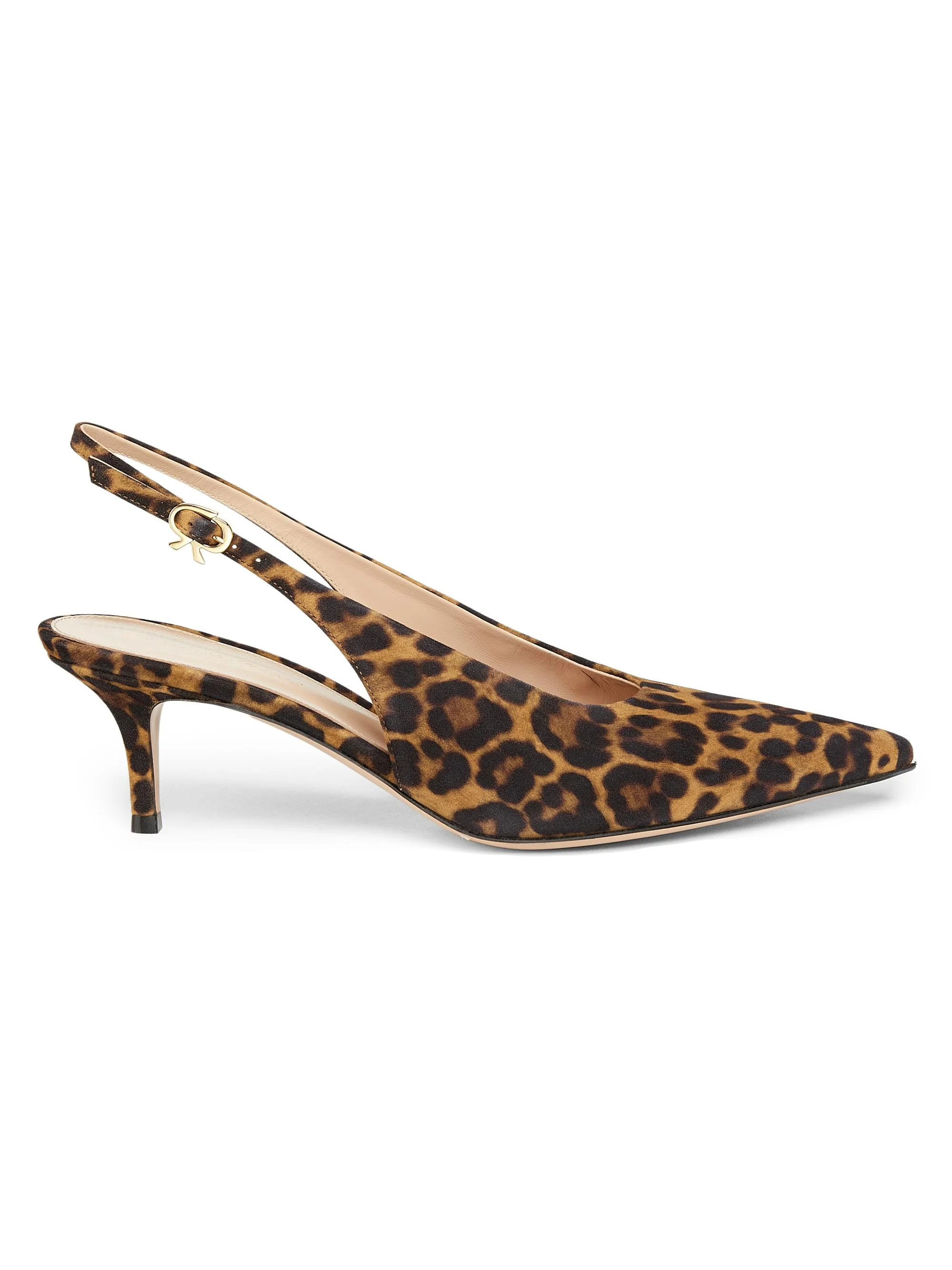 Women's 55MM Leopard Print Suede Slingback Pumps - Almond Leopard Print - 1