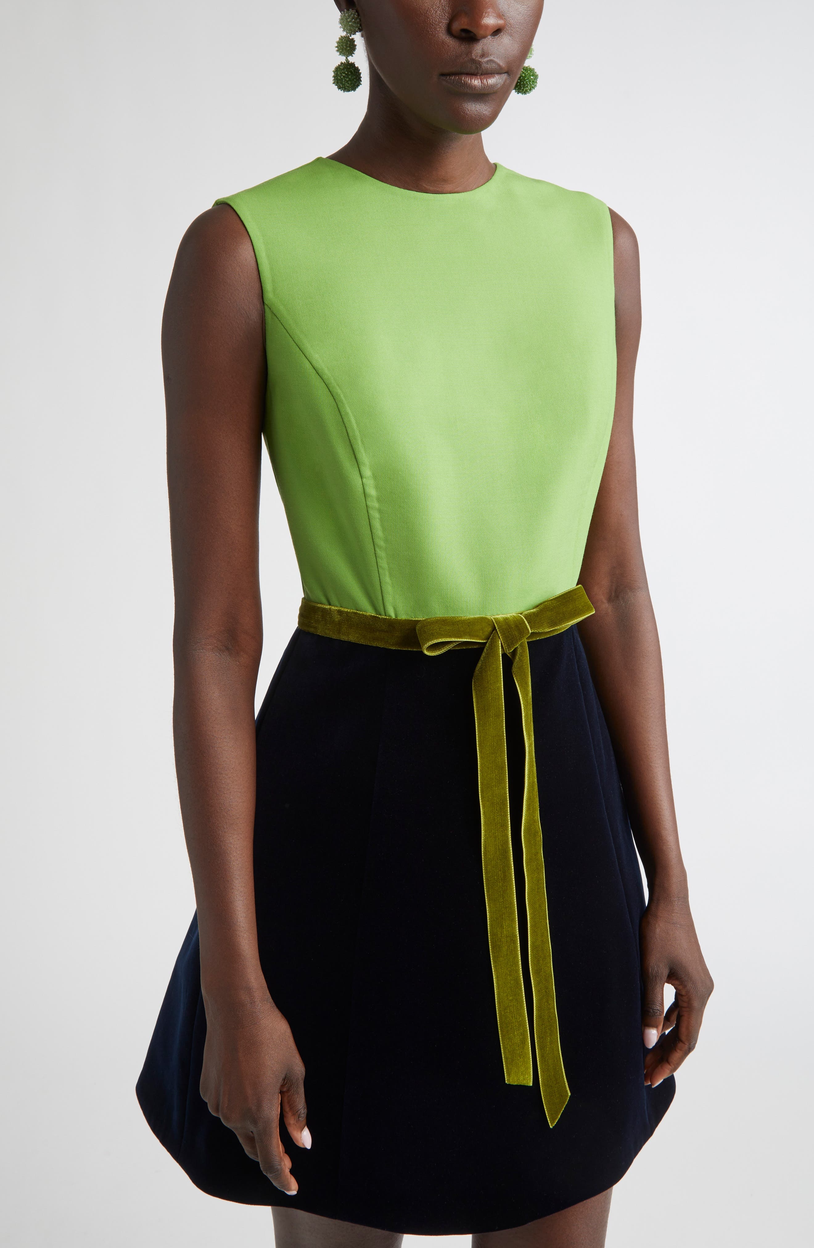 Oscar de la Renta Triple Pompom Beaded Drop Earrings in Green Multi at Nordstrom - 3