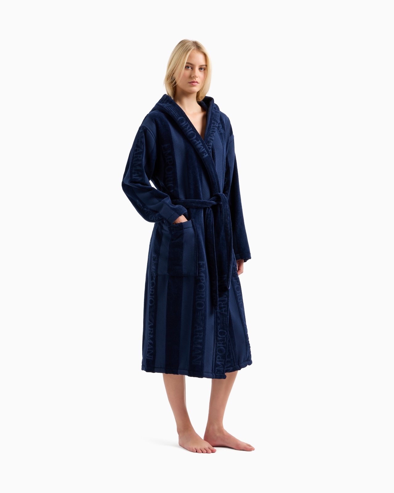 STRIPED TERRYCLOTH BATHROBE WITH LOGO - 2
