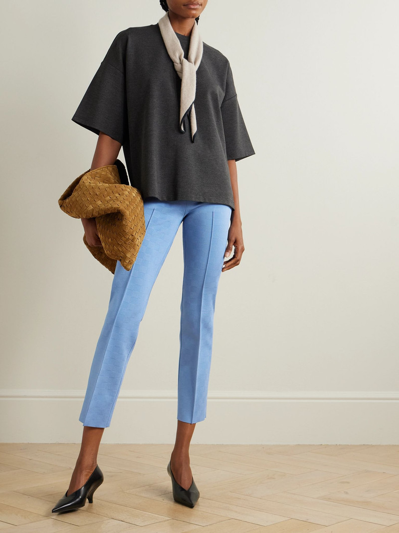 HIGH SPORT NSFW Jules checked jacquard-knit slim-leg pants Blue outlook