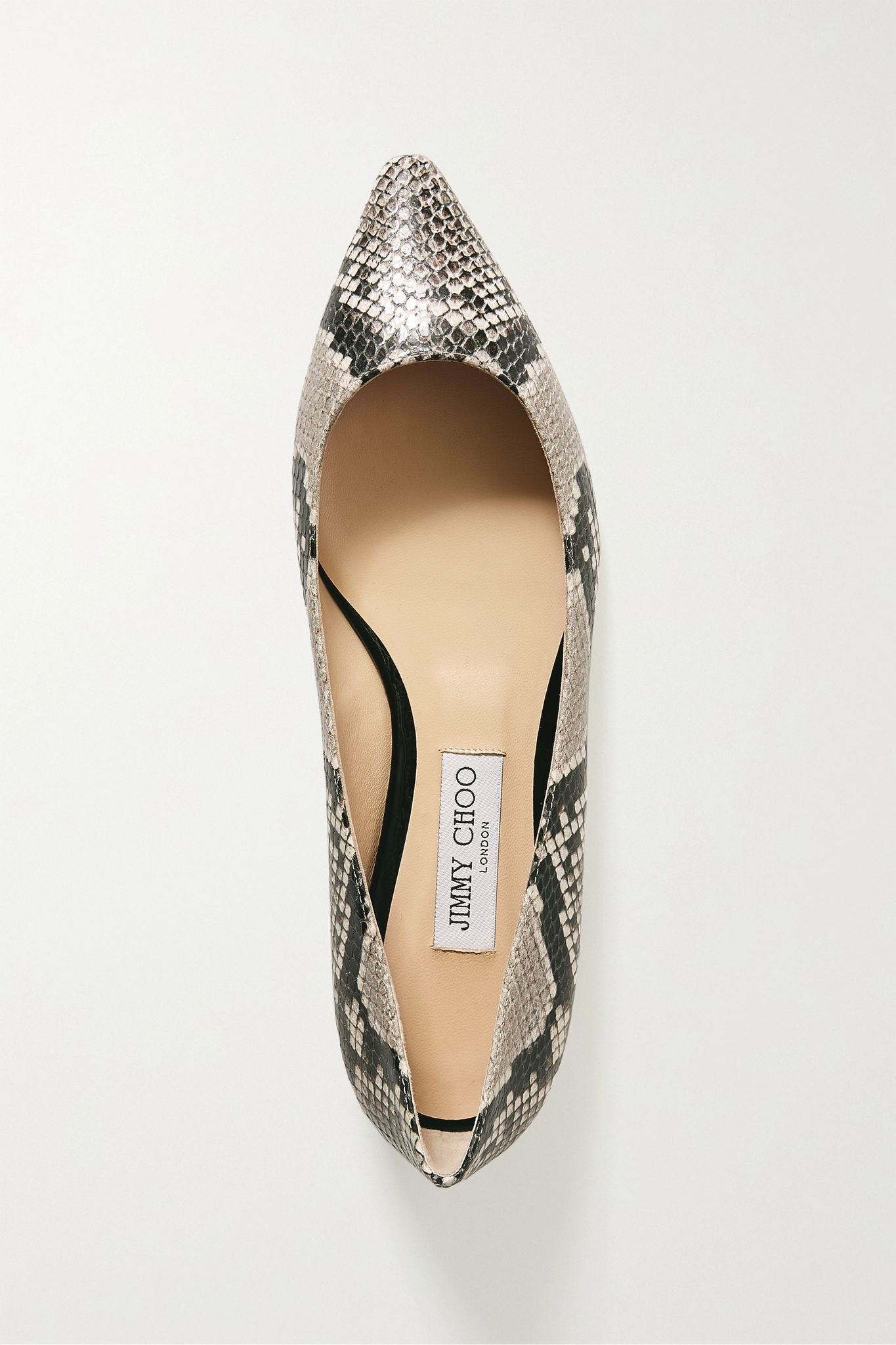 Romy snake-effect leather point-toe flats - 6