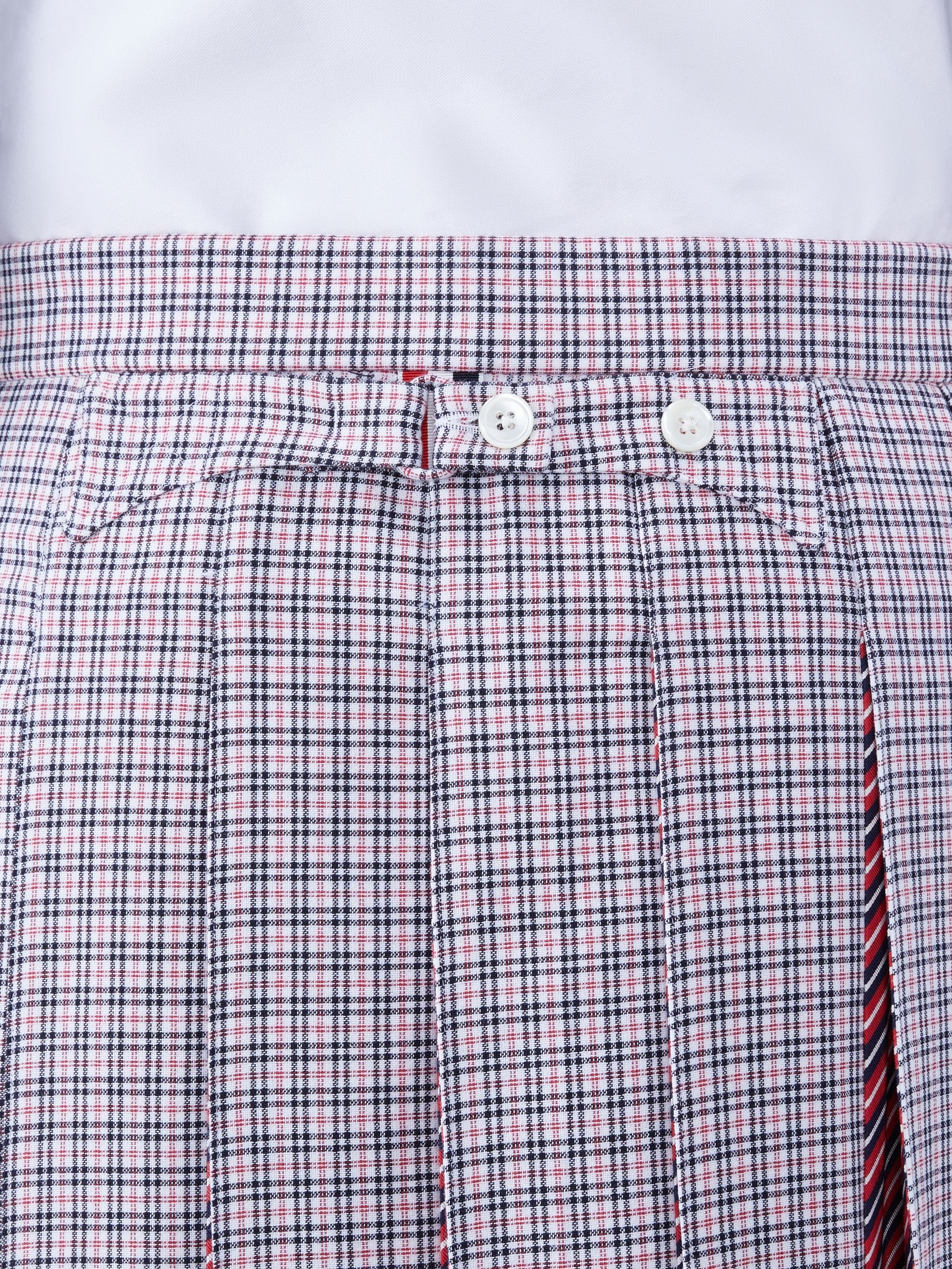 Thom Browne Check Cotton Crepe Low Rise Backstrap Pleated Skirt