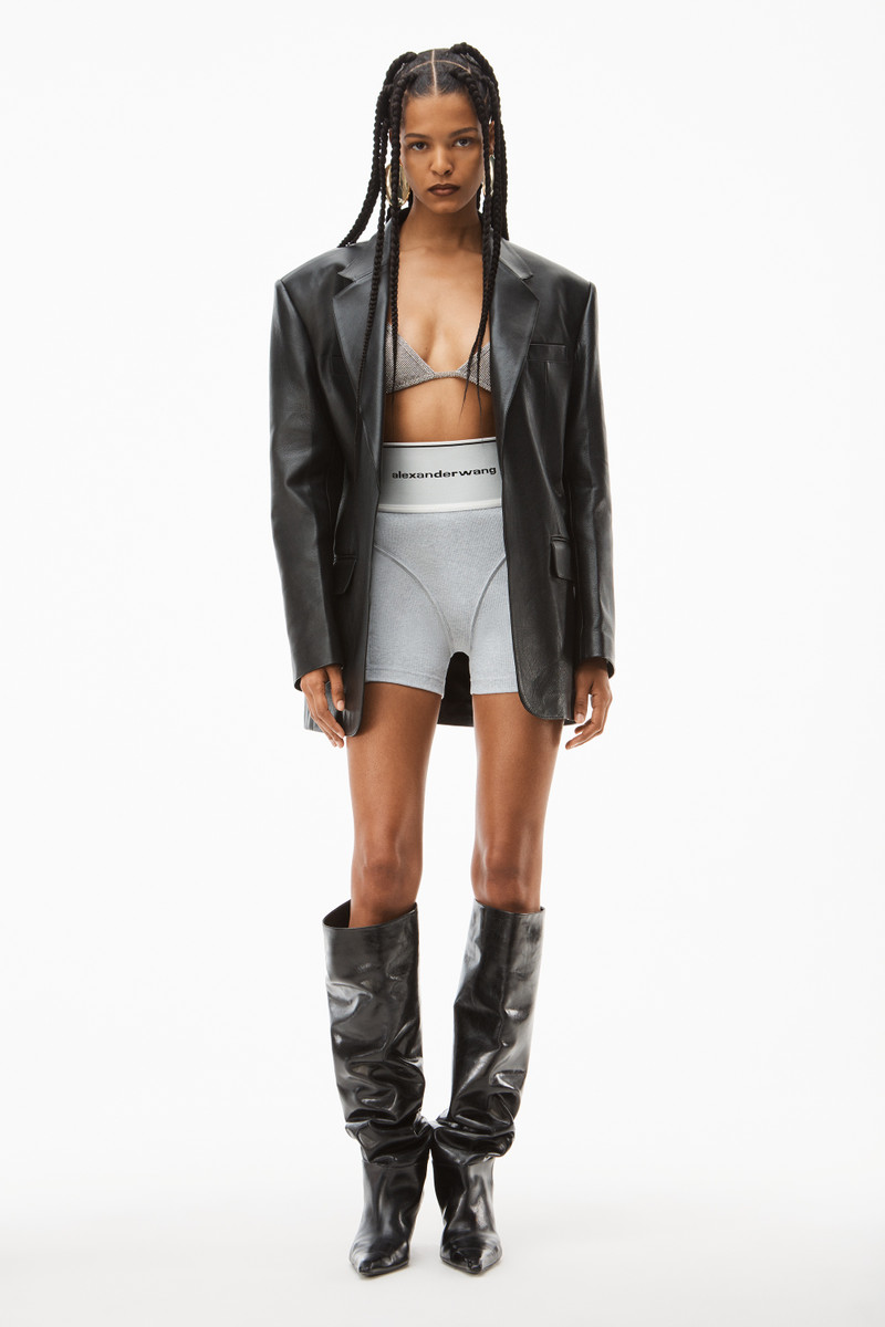 Alexander Wang logo elastic bike short in ribbed jersey outlook