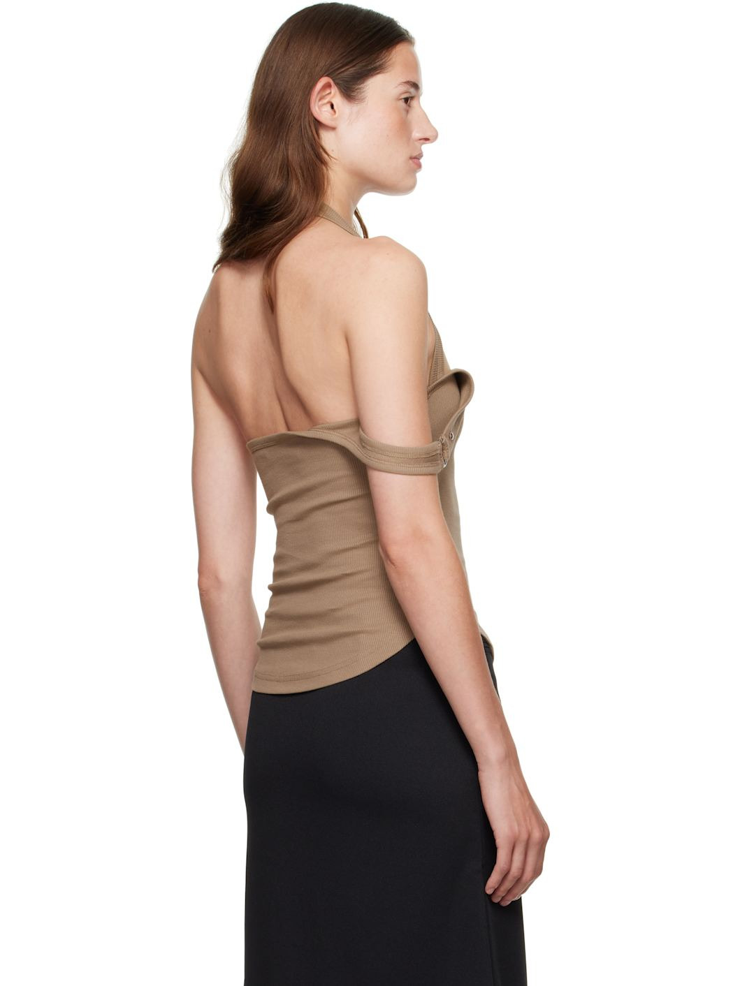 Taupe Asymmetric Buckle Tank Top - 3