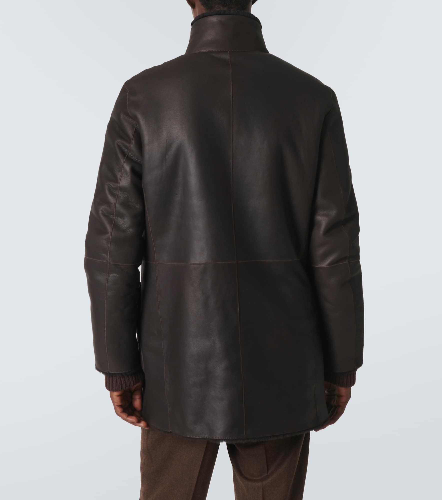 Reversible shearling and leather coat - 4