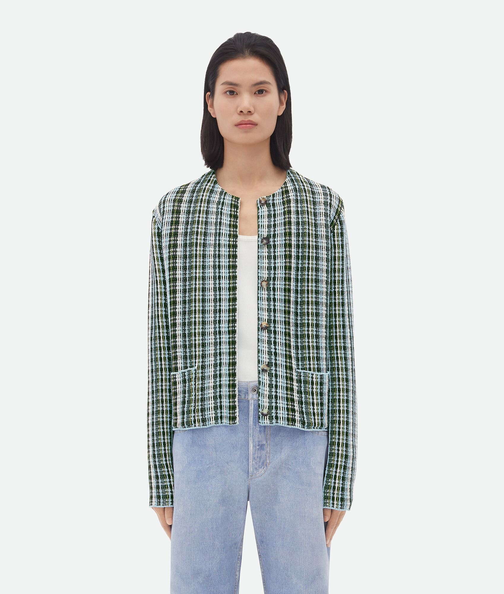 Cotton Viscose Check Jacket - 1