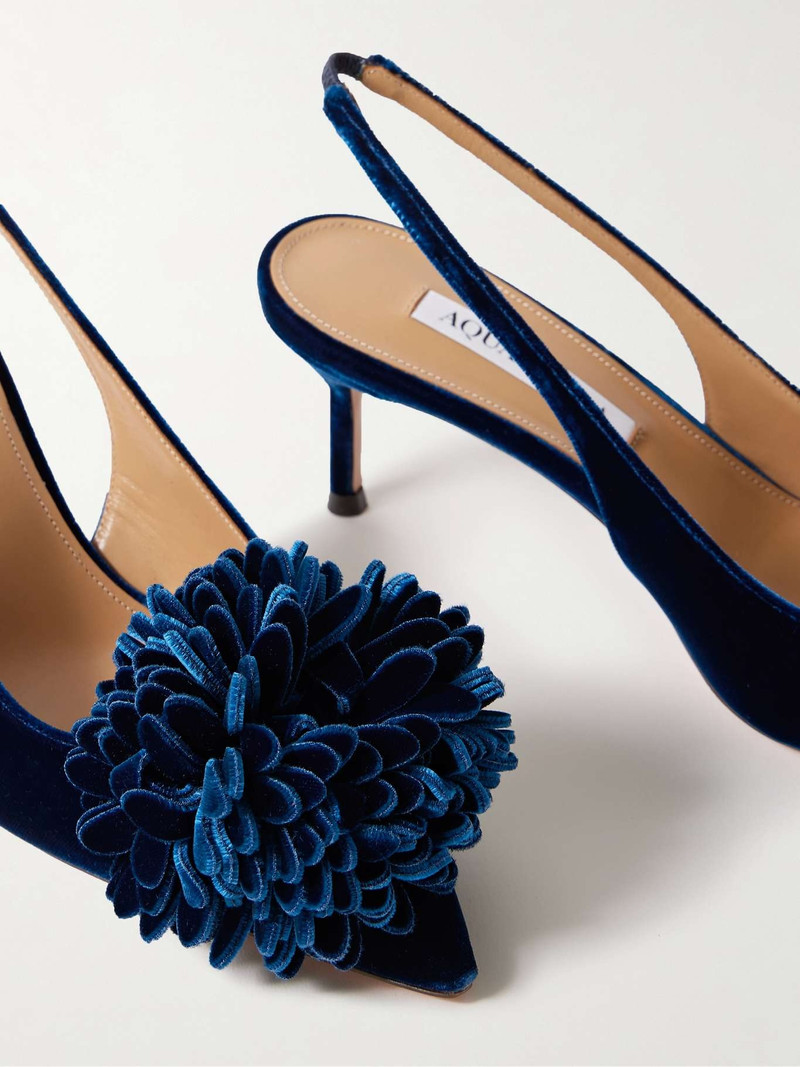 Couturier 65 pompom-embellished velvet slingback pumps 4