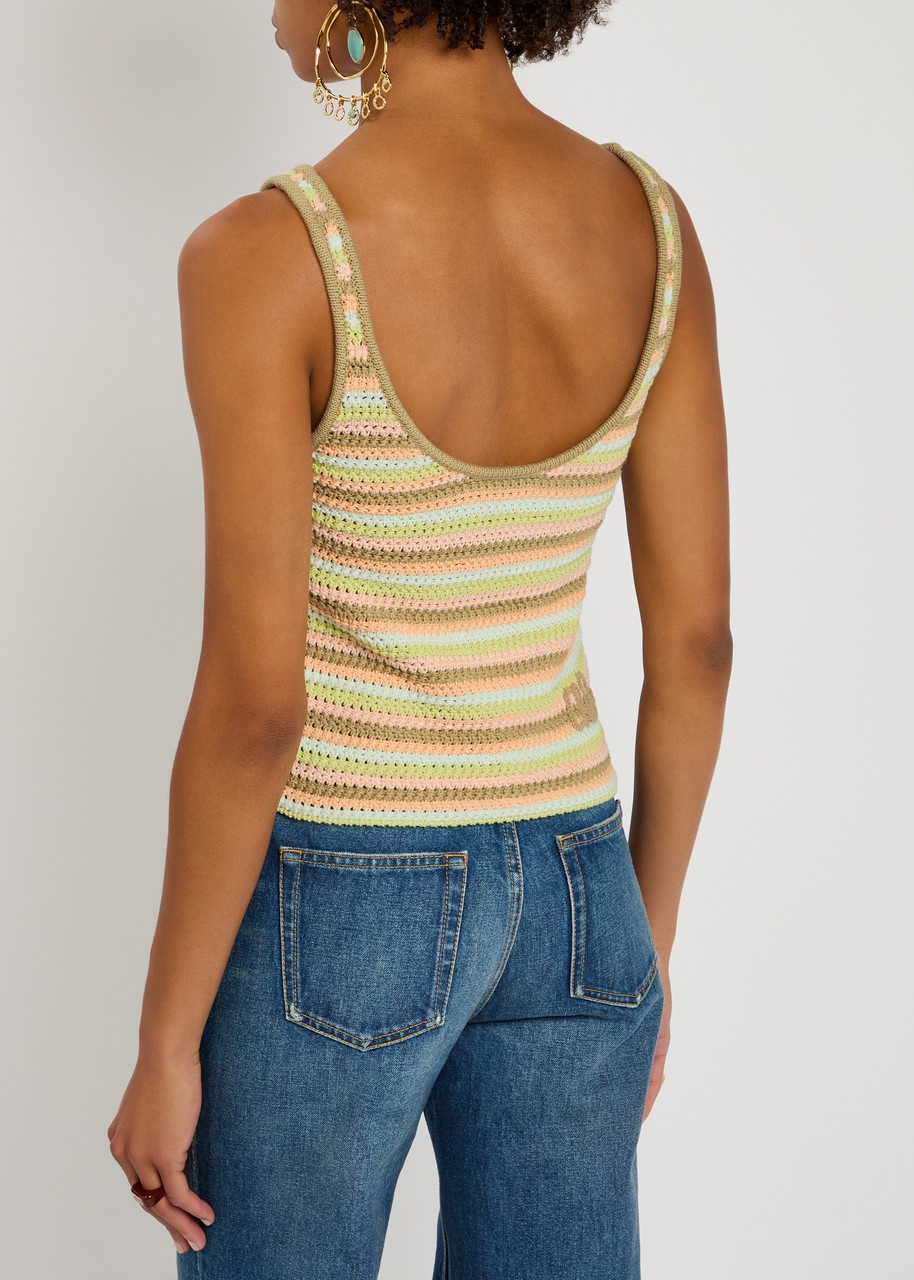 Chloe Logo-embroidered Striped Knit Tank - 3