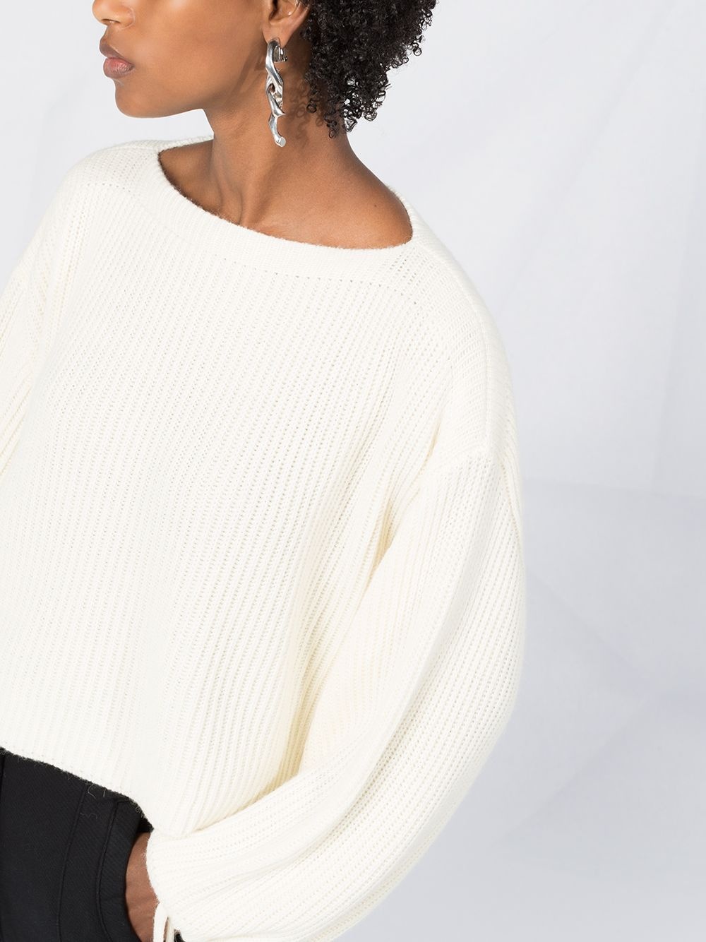 drawstring sleeves cropped jumper - 5