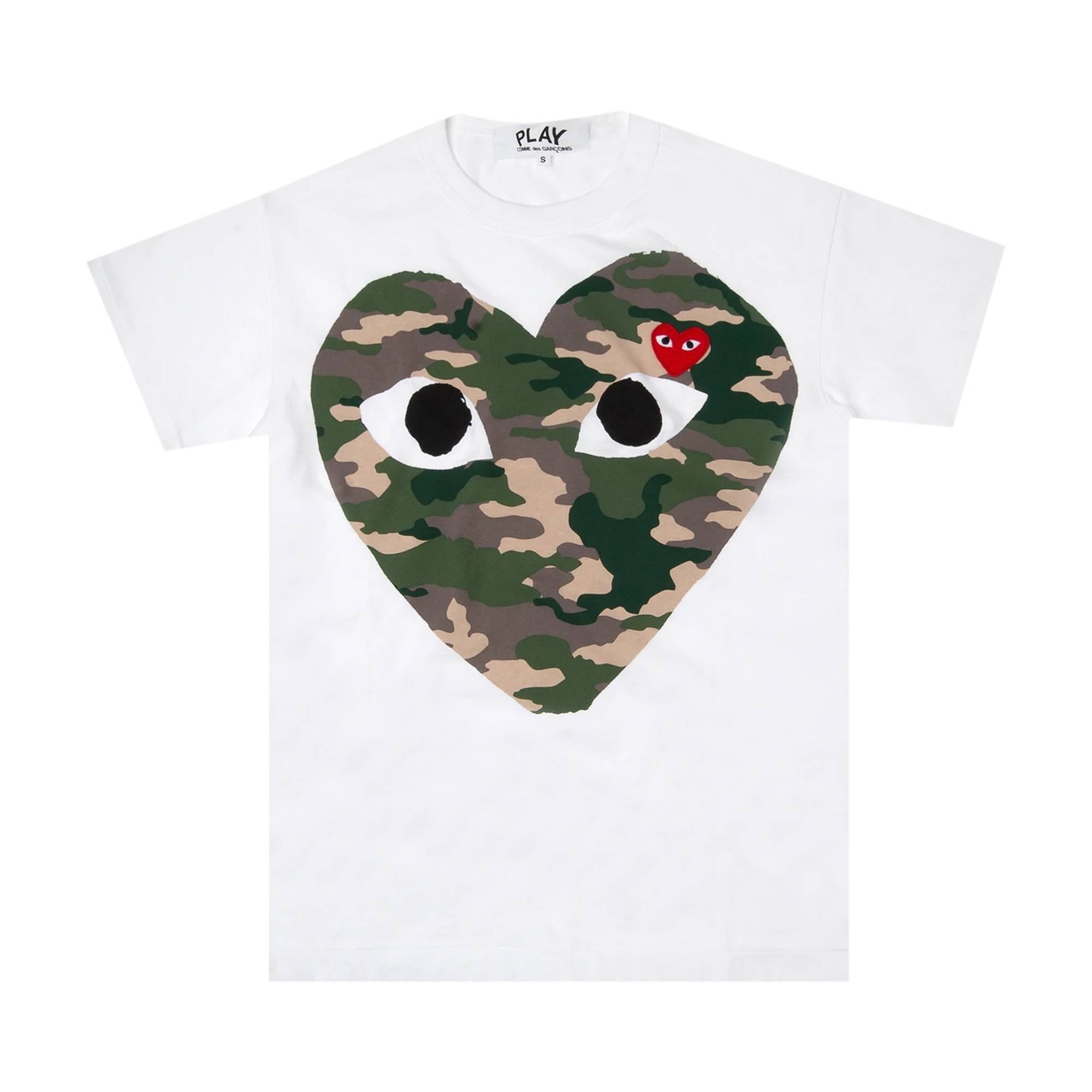 Comme des Garçons PLAY Camo Heart Logo Tee 'White' - 1