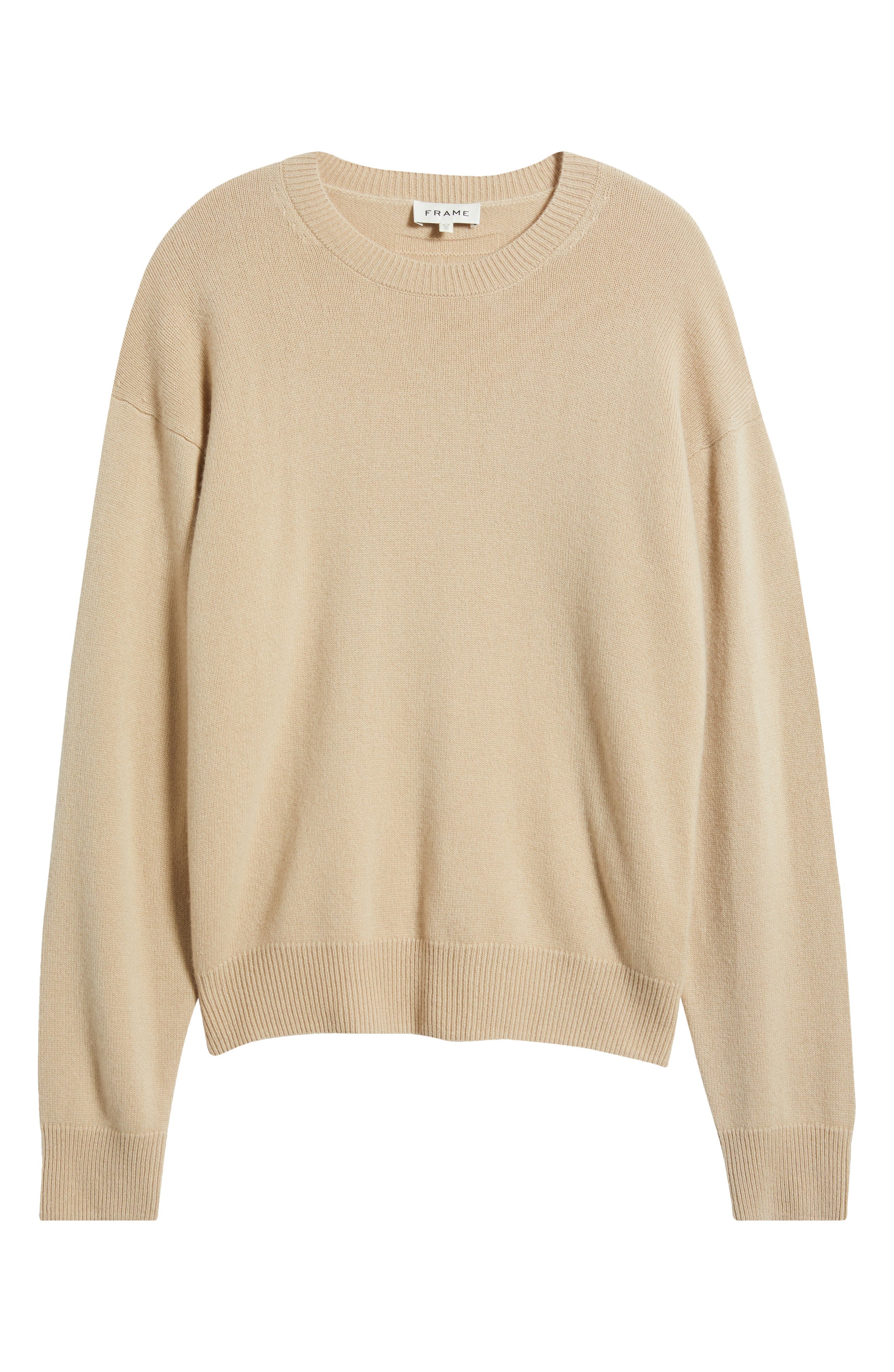 FRAME Lightweight Cashmere Crewneck Sweater in Summer Beige at Nordstrom - 5