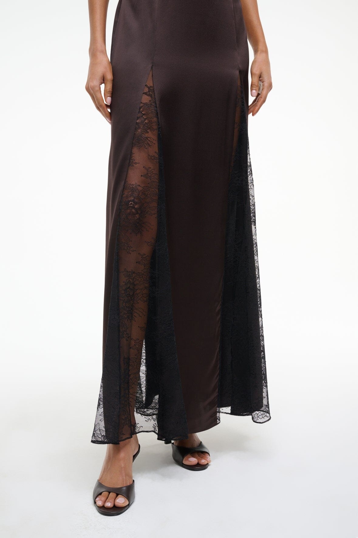 STAUD TRINITY SILK DRESS EARTH - 5