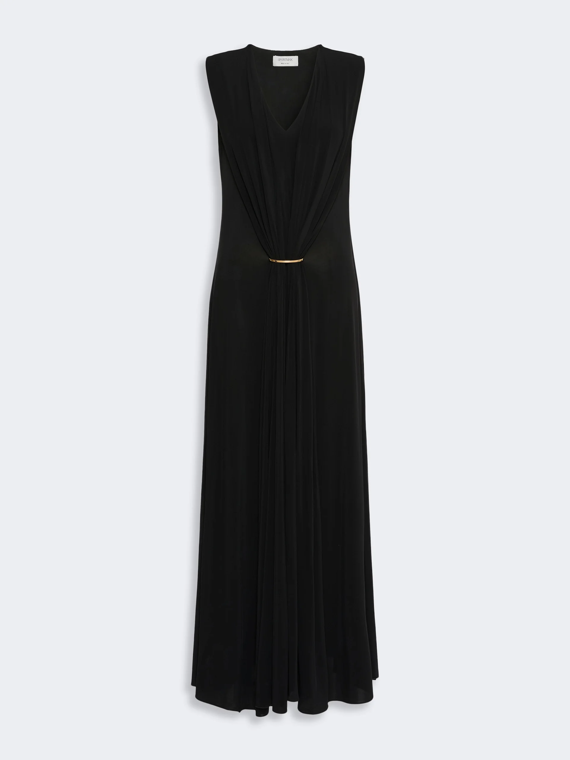 FERVIDA Sleeveless draped viscose jersey dress - BLACK - 1