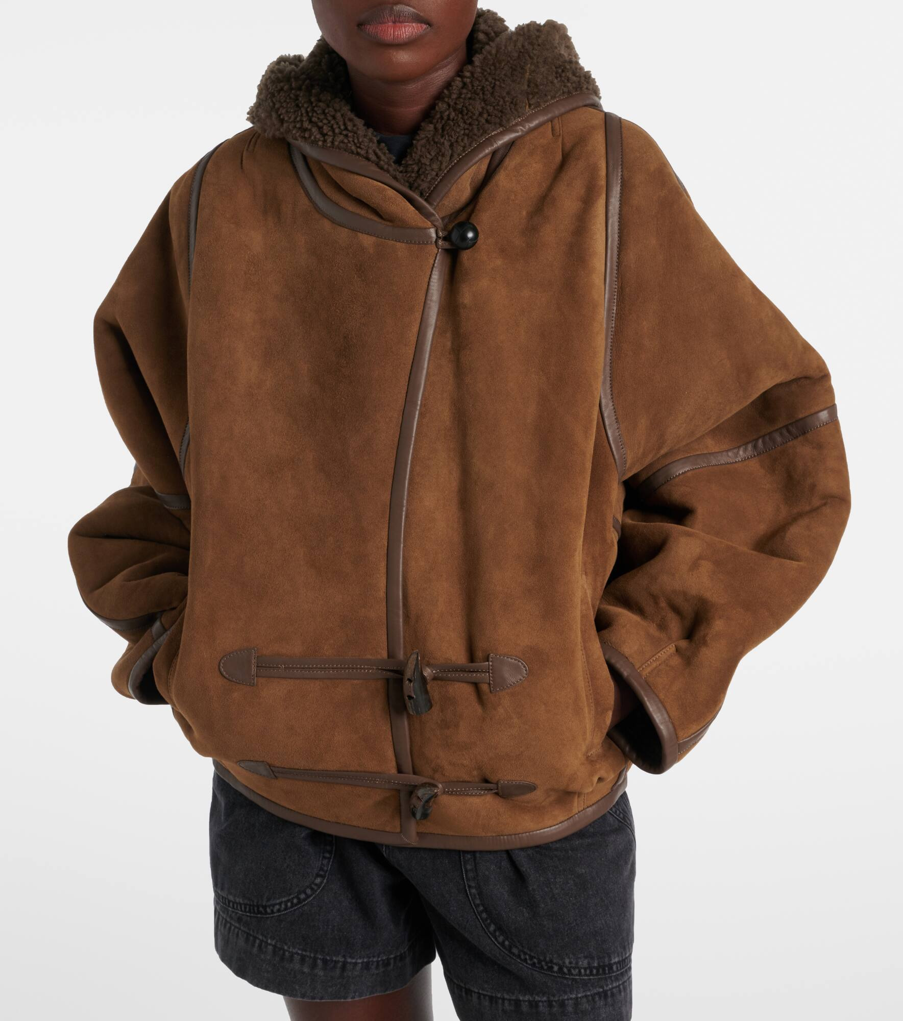 Amiel leather-trimmed suede jacket - 7