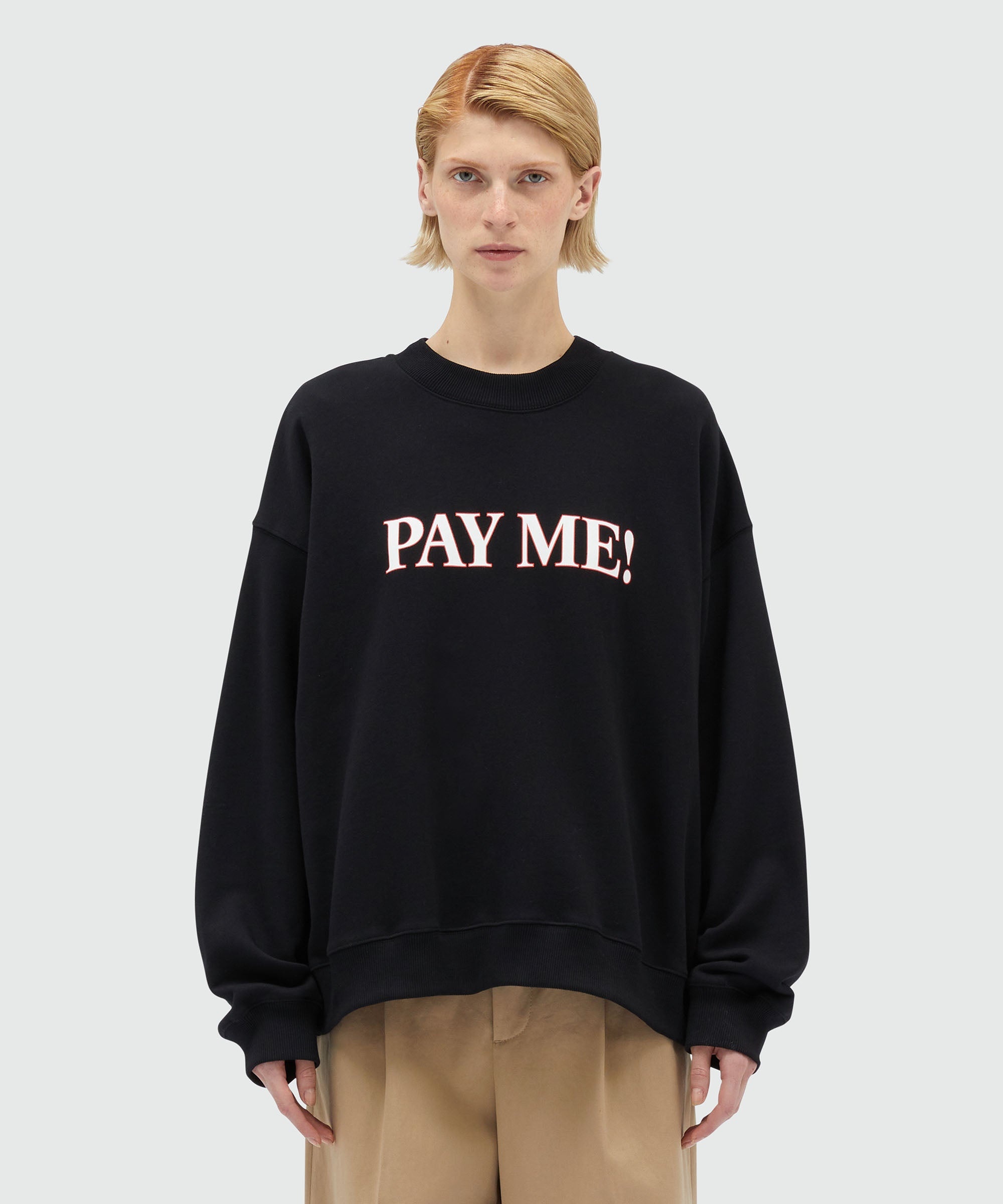 Black organic cotton sweatshirt with "PAY ME!" quotes - 6