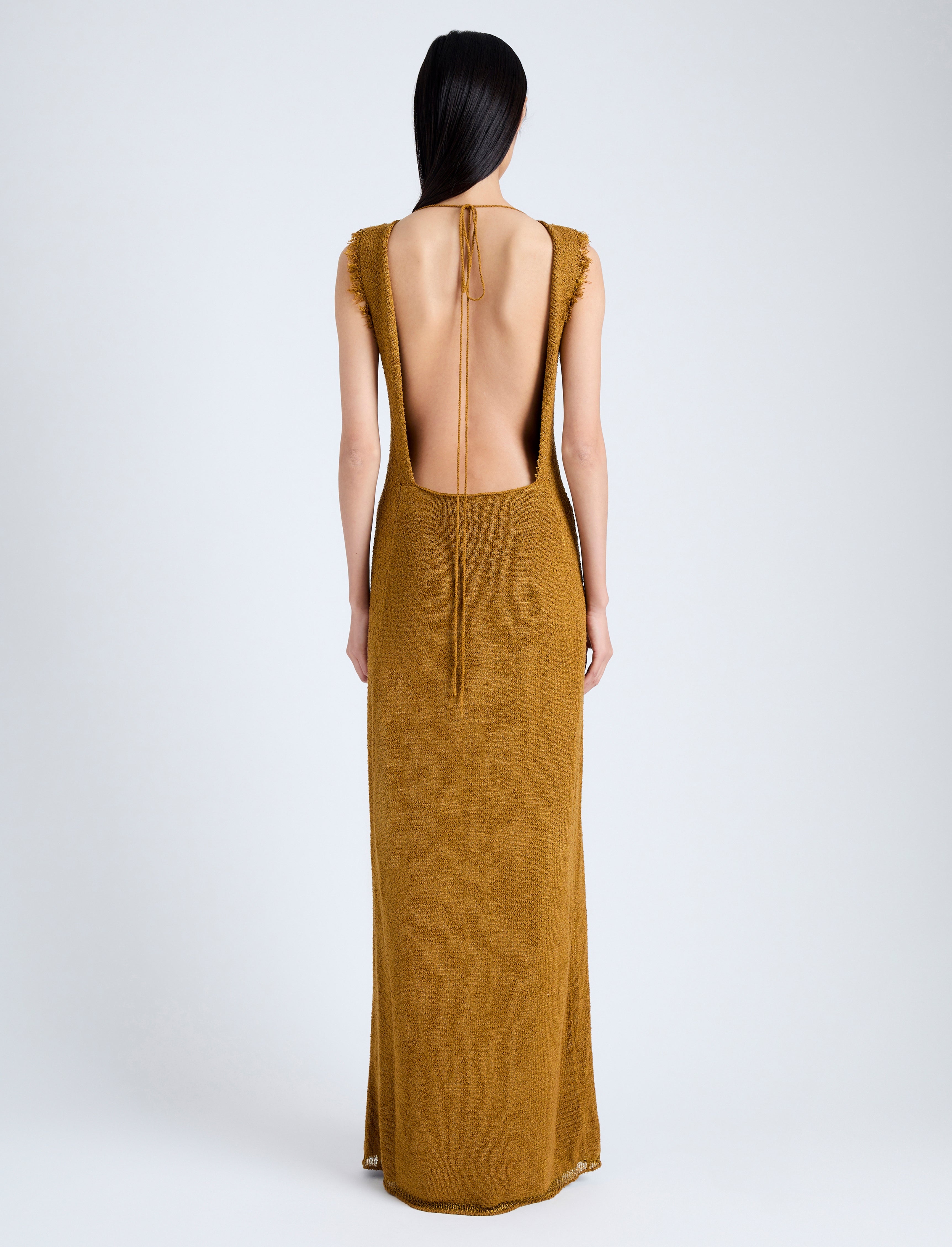 Silvia Backless Dress In Silk Doubleface Boucle - 4