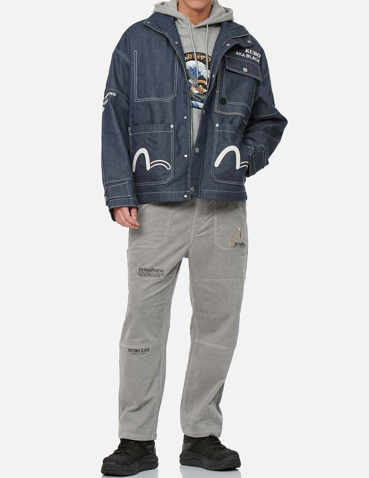 Contrast Stitching Padded Denim Worker Jacket - 5
