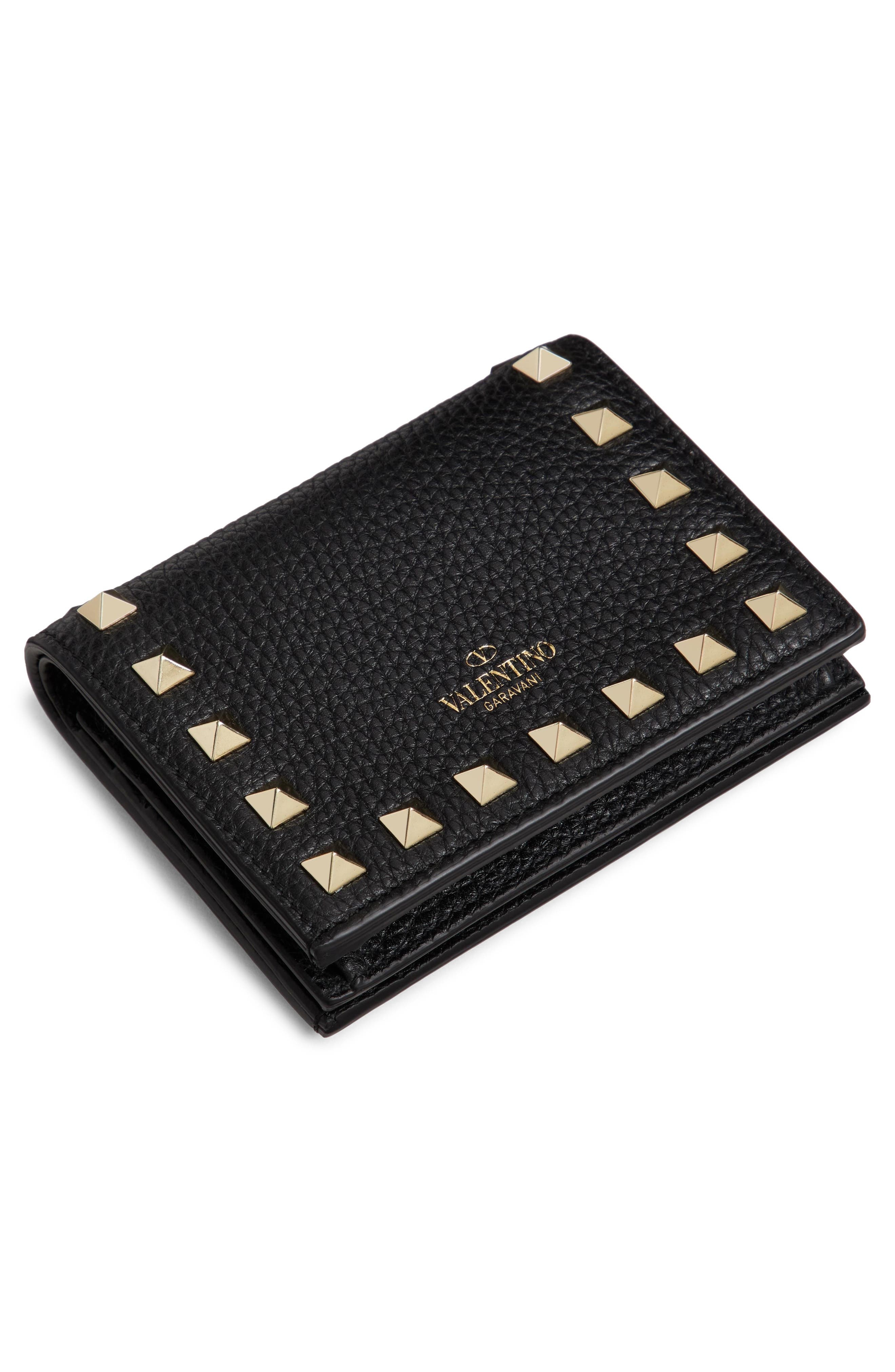 Valentino Garavani Rockstud Leather Bifold French Wallet in Black at Nordstrom - 3