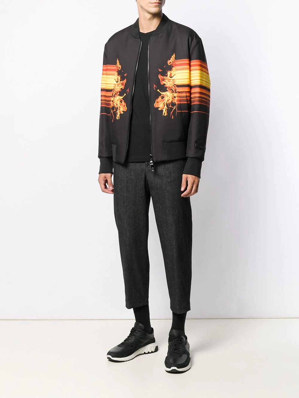 flame print bomber jacket - 2