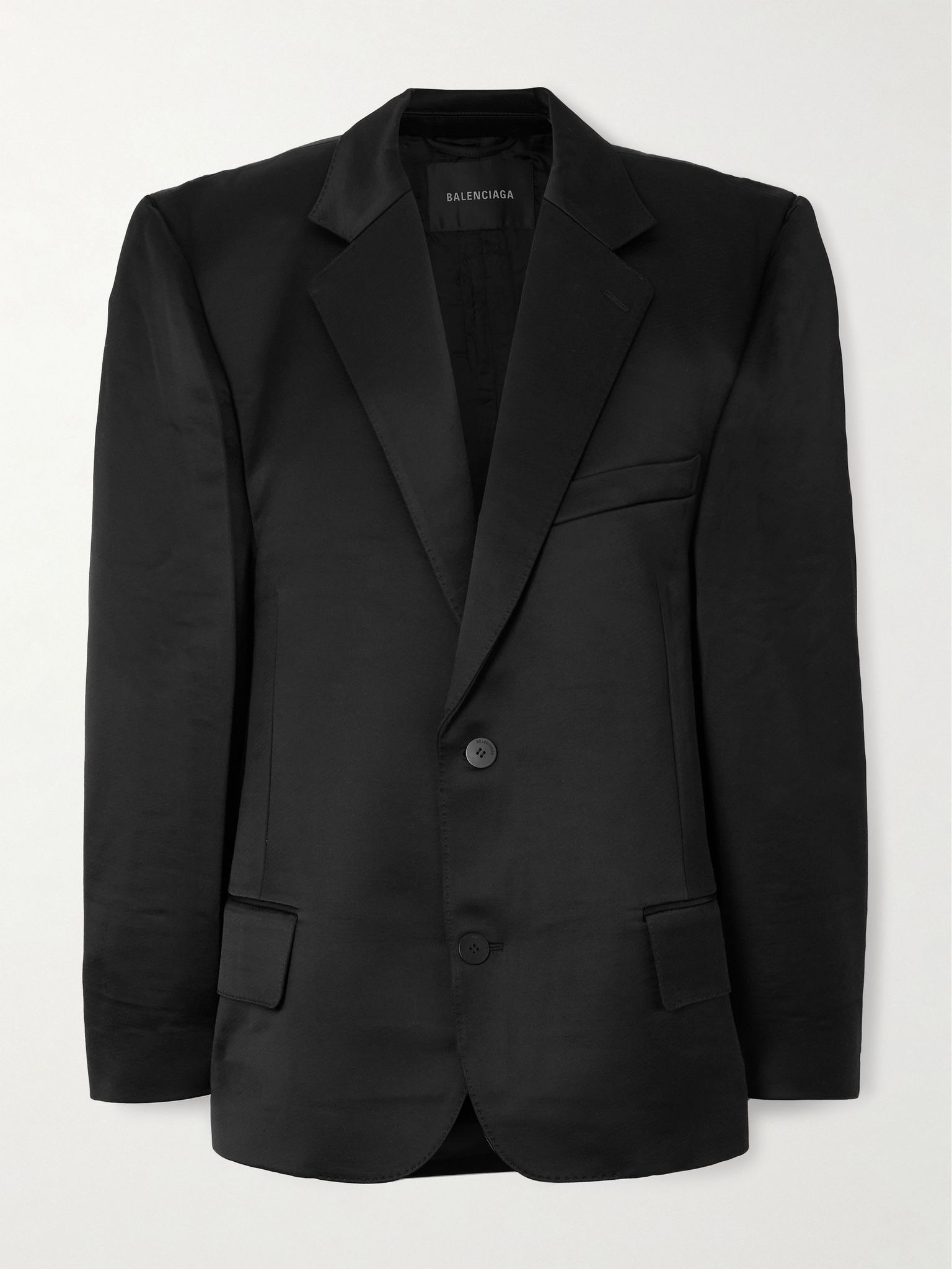 Cotton-blend satin blazer Black - 1
