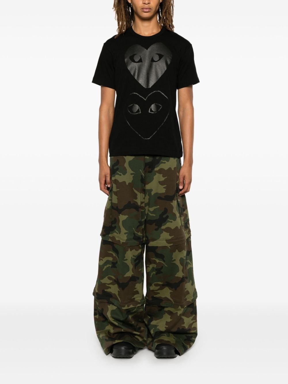 double heart-print T-shirt - 2