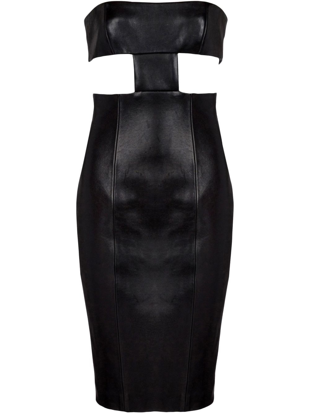 strapless leather mini dress - 1