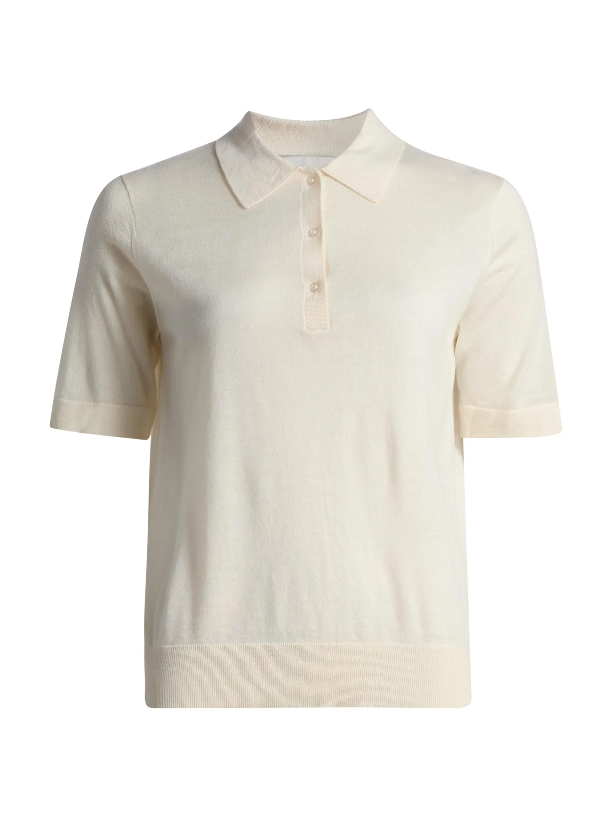Women's Migo Fine Cashmere Polo Top - Ivory - 1