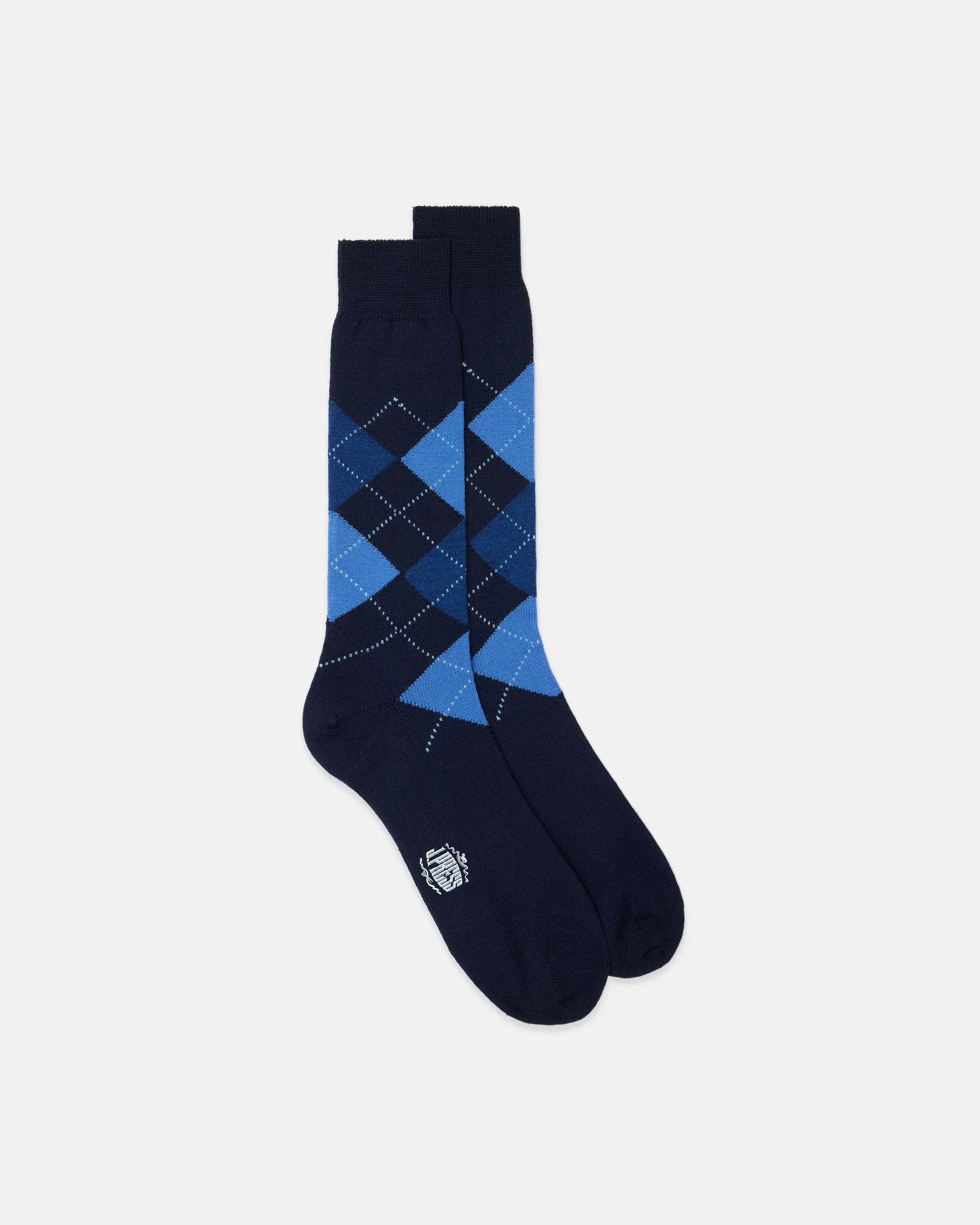 MADE-IN-ENGLAND NAVY ARGYLE WOOL SOCKS - 1