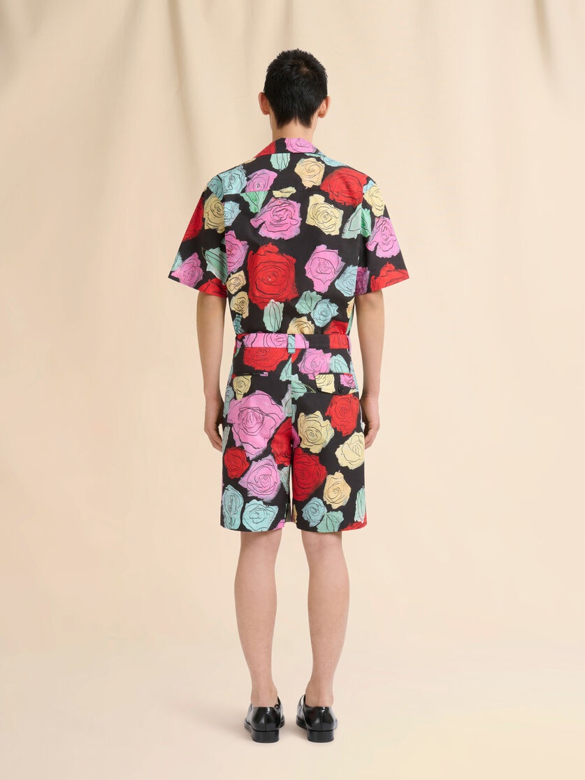 BLACK POPLIN SHORTS WITH ORION PRINT - 3