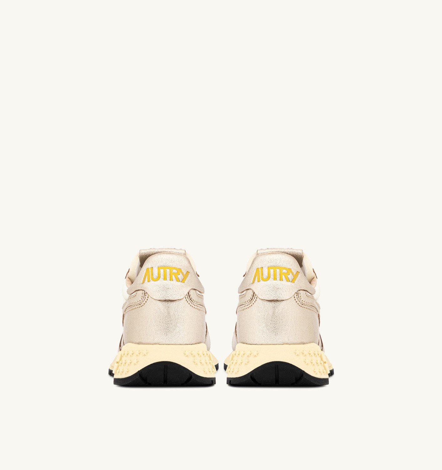 REELWIND LOW SNEAKERS IN WHITE NYLON AND GOLD TONE METALIZED LEATHER - 3