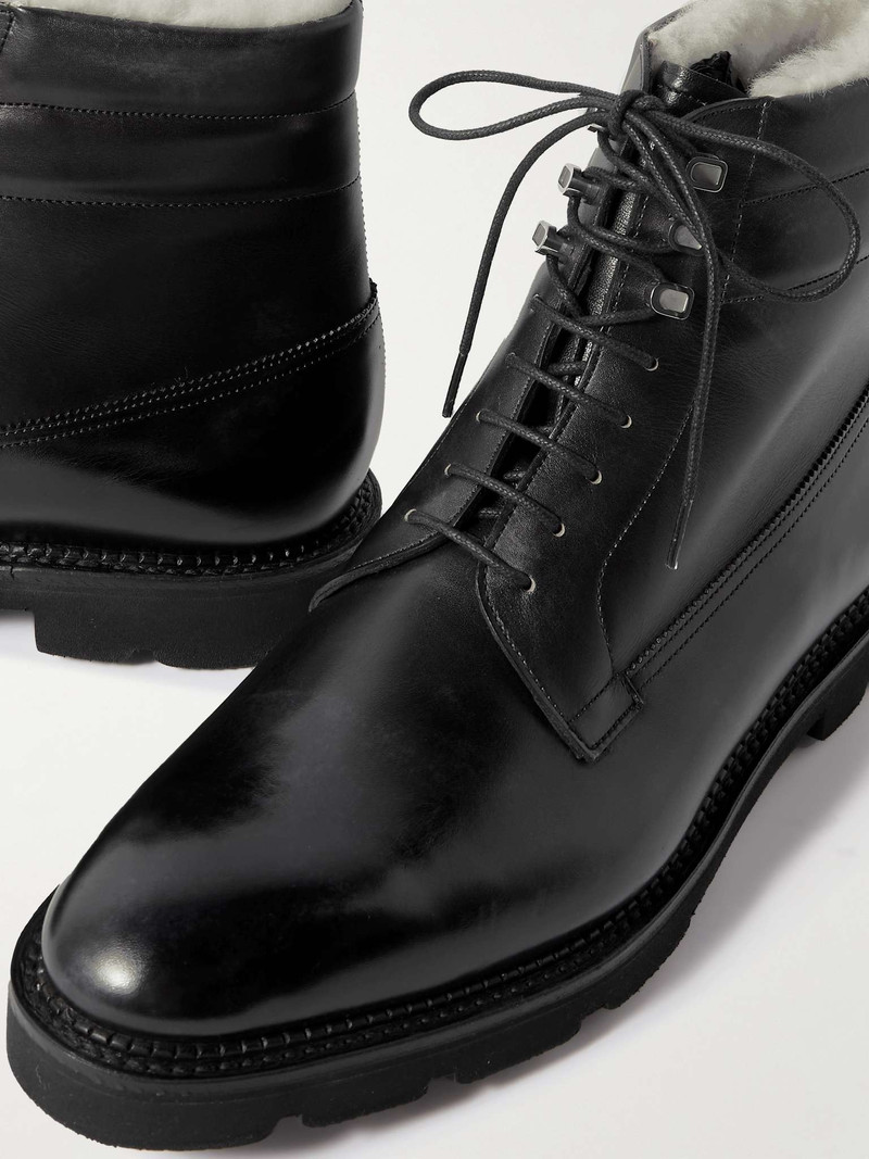 Adler Faux Shearling-Lined Polished-Leather Boots 6