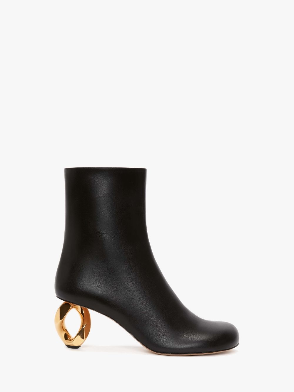 CHAIN HEEL LEATHER ANKLE BOOTS - 1