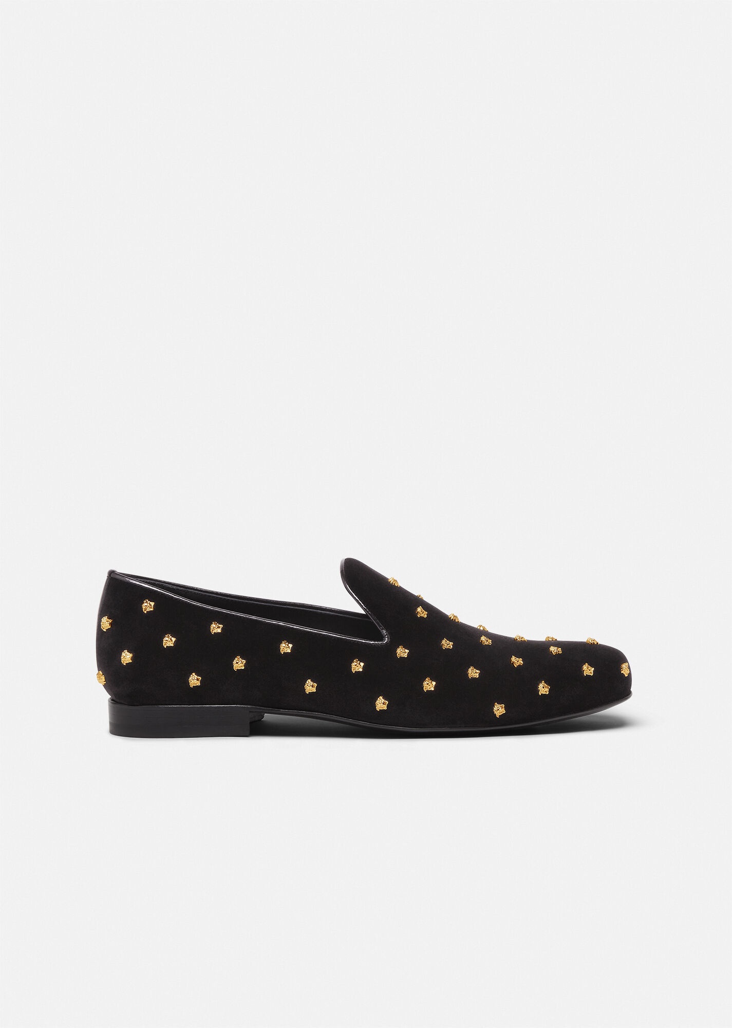 Medusa Stud Velvet Loafers - 1