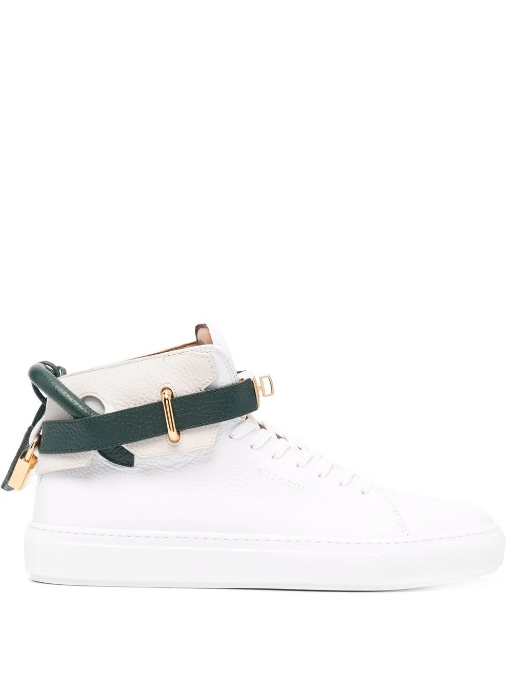 colour-block high-top leather sneakers - 1