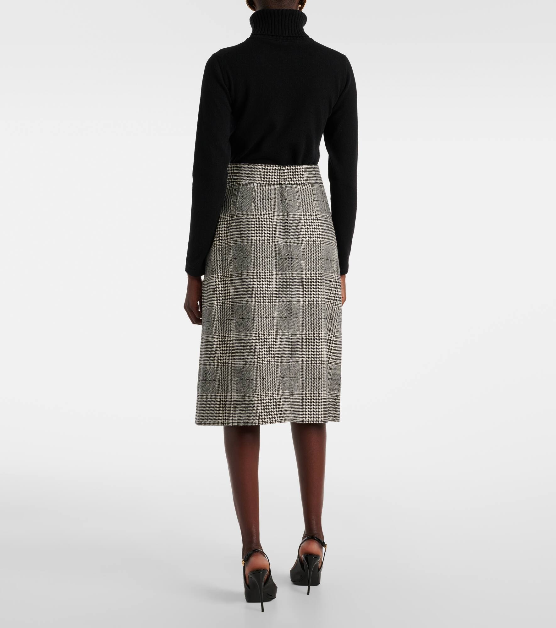 Prince of Wales check wool-blend midi skirt - 3