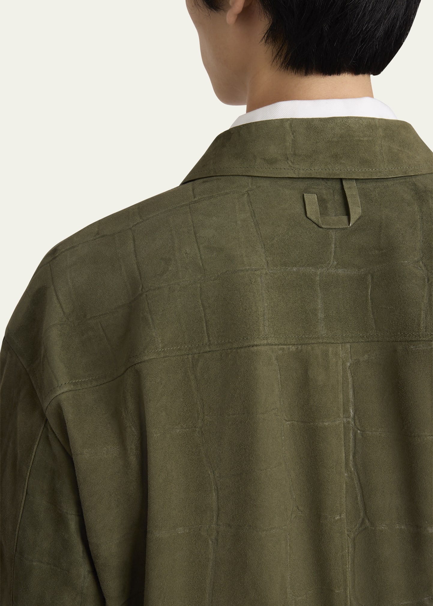 Men's Croc-Embossed Leather Sport Shirt - 5