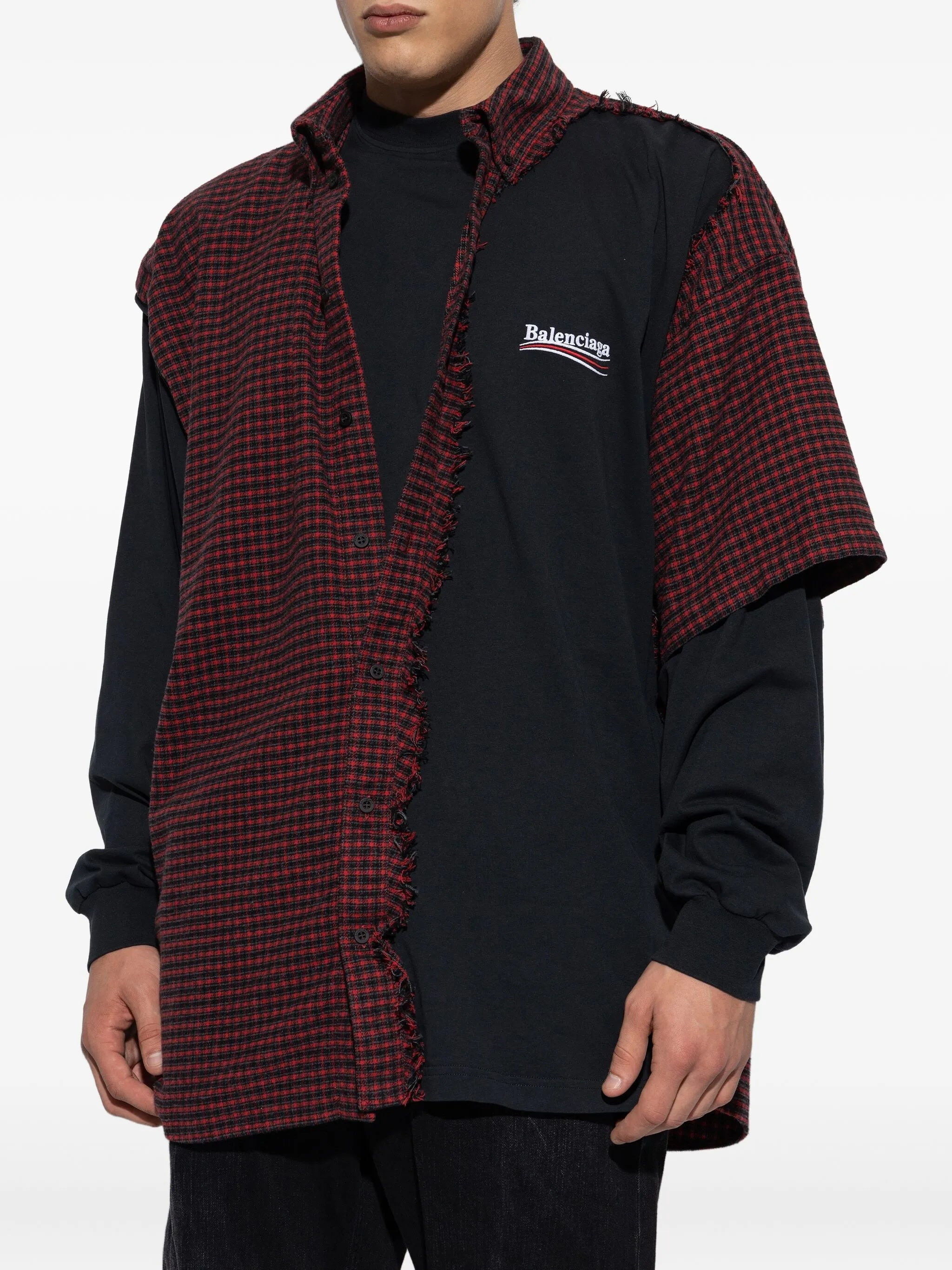 Balenciaga Check Frayed Shirt - 4