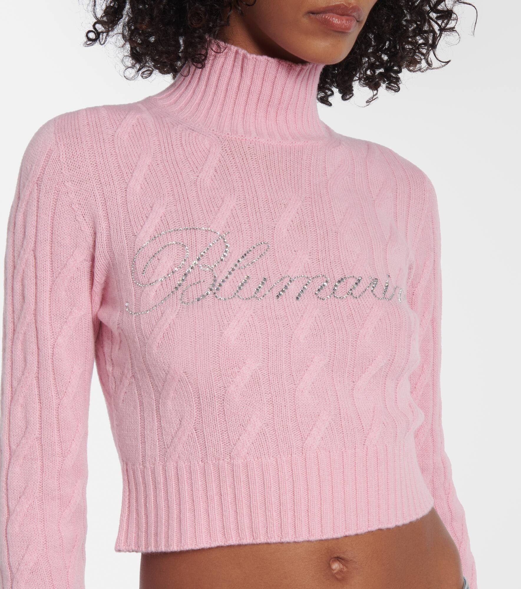 Logo cropped wool and cashmere sweater - 4